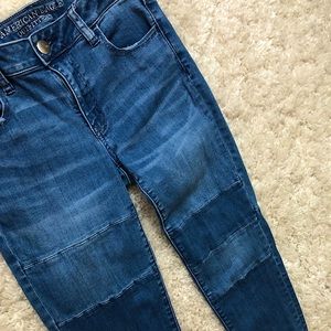 American Eagle•Skinny Jeans•Cropped Ankle•Patchwork•Super-Stretch•Jegging